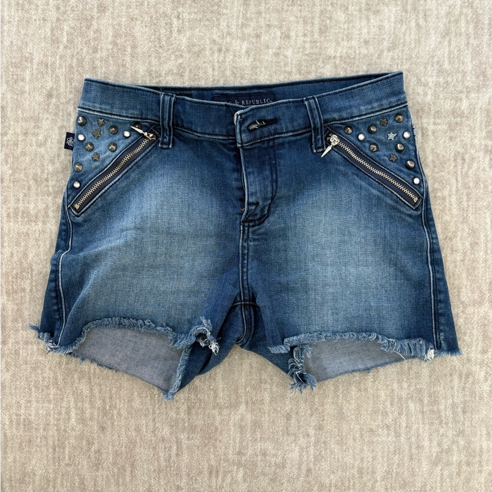 Rock & Republic Blue Studded Jean Shorts Size 4